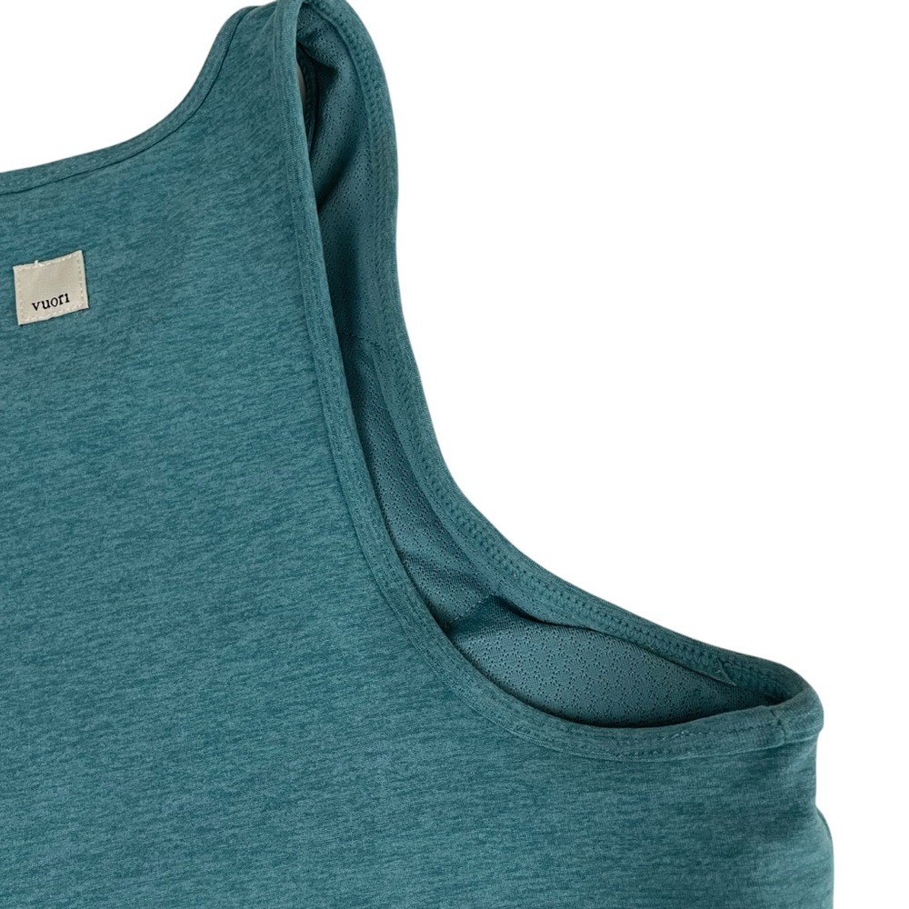 Vuori Elevation Pylo High Neck Crop Tank Teal - Picture 7 of 13
